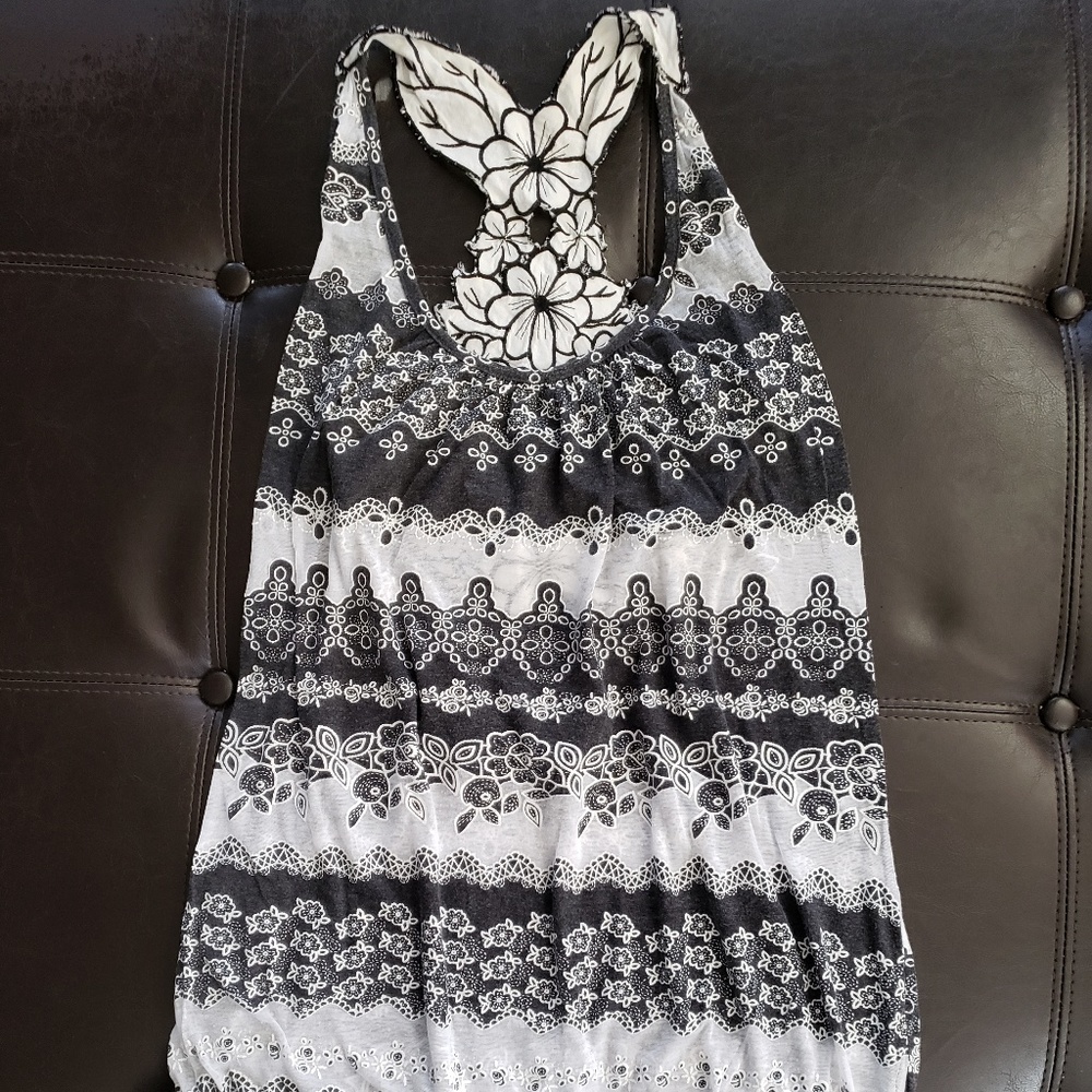 cotton patch back  floral printed tank top